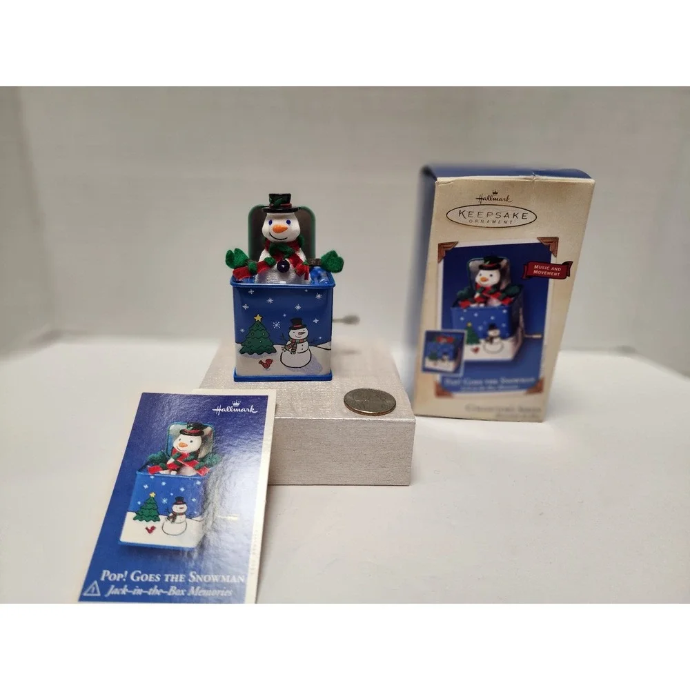 2003 Hallmark Keepsake Christmas Tree Ornament Pop! Goes the Snowman 50th‎ first